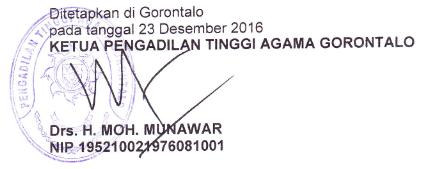 -2-10. Keputusan Ketua Pengadilan Tinggi Agama Gorontalo Nomor W26-A/1236/OT.01.2/XII/2016 Tentang Penetapan Indikator Kinerja Utama Pengadilan Tinggi Agama Gorontalo; dan 11.