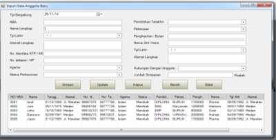 menu input data, maka akan tampil form Input Data Formulir.