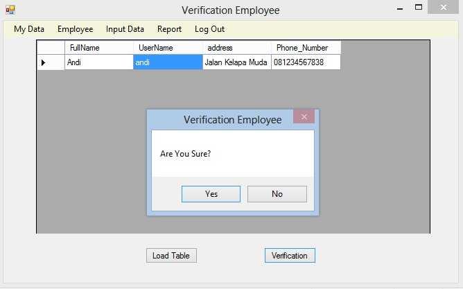 12: Pada bagian menu Employee admin dapat melakukan verifikasi