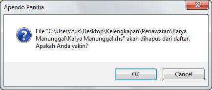 file, pilih file yang akan dihapus lalu klik tombol.