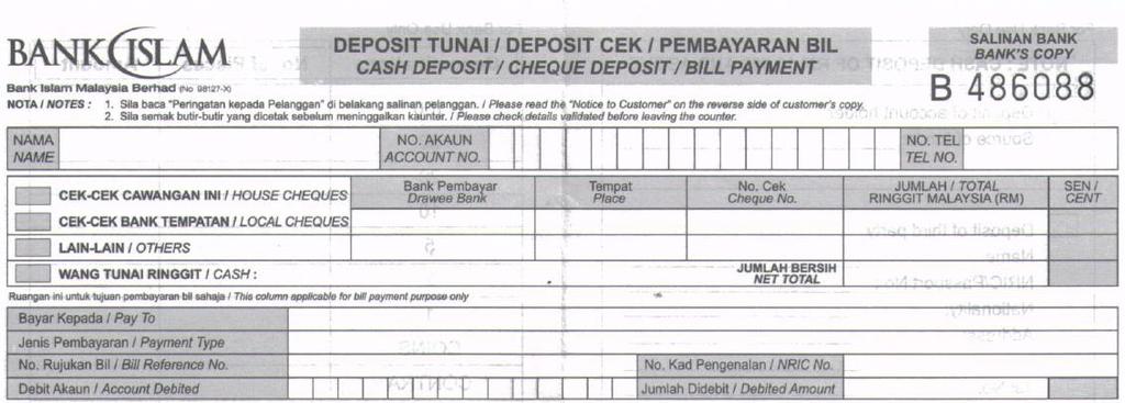 6 LAMPIRAN B KAEDAH PEMBAYARAN BAYARAN PELBAGAI DI BANK ISLAM MALAYSIA BERHAD (BIMB) Bayaran boleh dilakukan di mana-mana cawangan Bank Islam (M) Berhad (BIMB) melalui 4 saluran berikut: a.