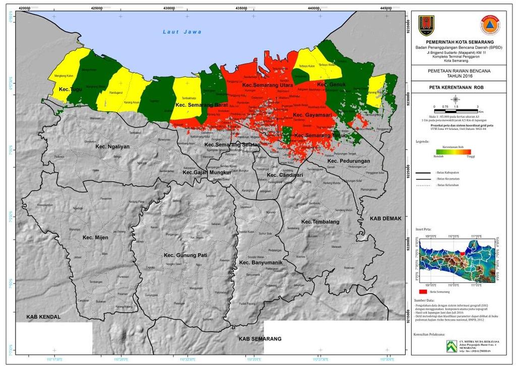 1) 100% Kawasan Tambaklorok rentan terhadap bencana rob, berdasarkan data dari BPBD Kota Semarang tahun 2016, tingkat kebencanaan tertinggi di Kecamatan Semarang Utara berpusat di kawasan Tambaklorok