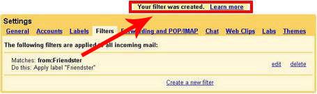 Gambar 9 Filter Jika ingin membuat email filter lagi, klik Create a new filter