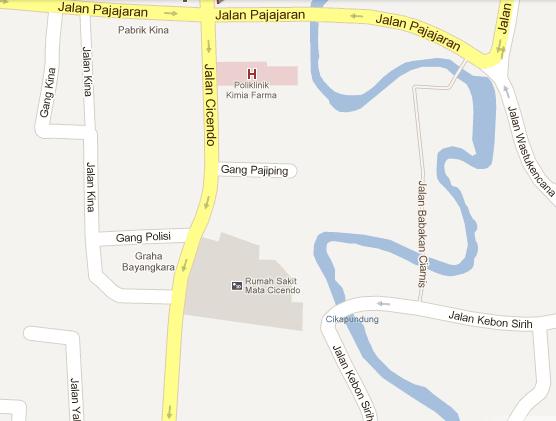 6 Pakuan (kediaman resmi Gubernur Jawa Barat), dekat dengan Stasiun Kereta Api Bandung, tepatnya di jalan Cicendo no.4 Bandung. Lokasi Survei : Rumah Sakit Mata Cicendo Gambar 1.