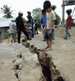 b. Gempa bumi Pada saat gempa berlangsung terjadi beberapa peristiwa sebagai akibat langsung