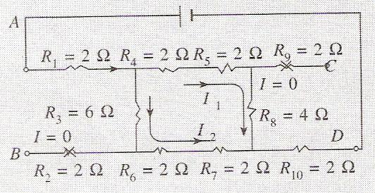 (b) Hambatan listrik antara titik dan D artinya hambatan engganti aabila titik dan D dihubungkan dengan suatu sumber tegangan, hambatan yang dierhitungkan adalah hambatan yang dilaui arus listrik,