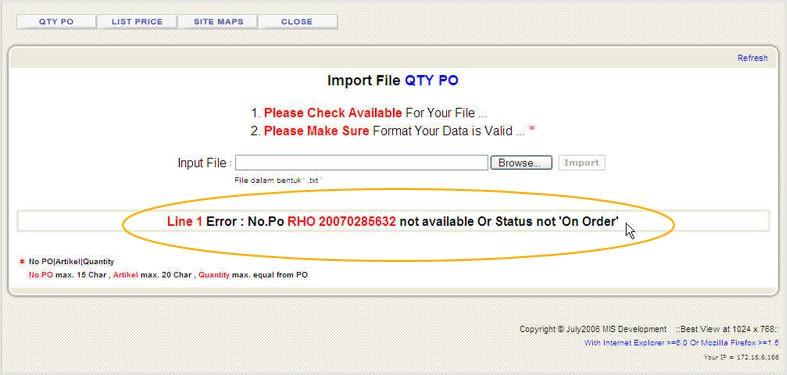 Import file akan muncul di layar baik itu Berhasil (3)