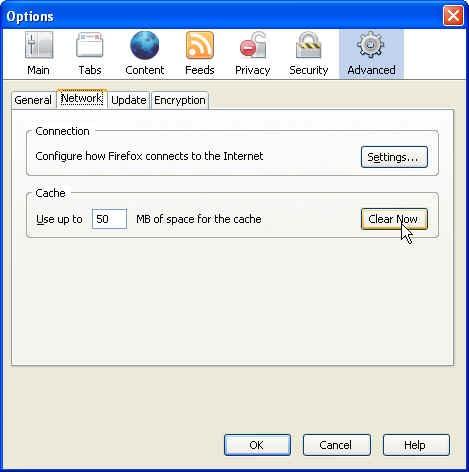 Firefox, pilih menu Tools Options Advanced Network,