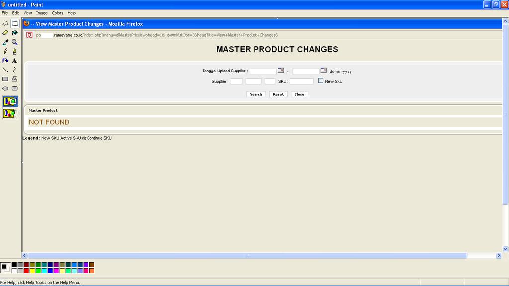 VIEW Pada menu View ini terdapat 2 menu yaitu : List Master Product Changes Menu ini ditampilkan untuk melakukan perubahan pada master product antara lain : No. SKU, No.