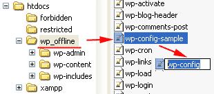 php agar direktori wp_offline bias terkoneksi dengan database Mysql di phpmyadmin. Untuk itu kita bias memanfaatkan Notepad bawaan widows atau software Notepad++.