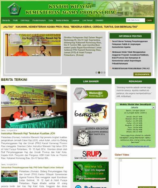 Gambar I Halaman depan website Kementerian Agama Provinsi Riau