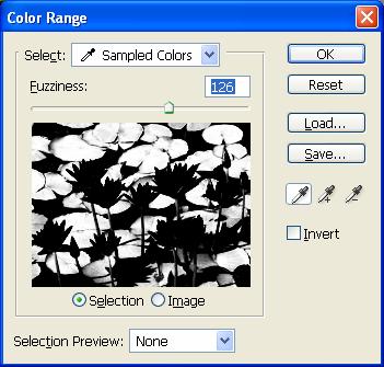 4.2.E. Color Range Perintah color range memiliki fungsi yang serupa dengan Magic Wand Tool tanpa option contiguous, yaitu membuat selection berdasarkan range warna tertentu.