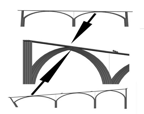 Material struktur utama yang digunakan adalah bambu. Modul kolom radial dengan lingkaran terluar jarak antar kolom disesuaikan dengan lebar bangunan.