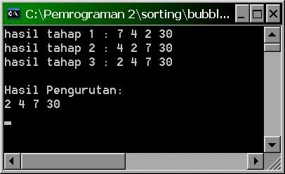 Implementasi dalam coding /* sorting dengan metode bubble sort secara ascending*/ #include <stdio.h> #include <conio.