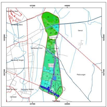 Gambar IV.6 Peta Perubahan Nilai Tanah Kecamatan Gayamsari Berdasarkan Harga Transaksi Tahun 2014 dan NJOP 2014 Tabel IV.