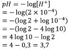 Ingat sifat log berikut Soal No. 3 Suatu larutan diketahui memiliki nilai ph sebesar 3. Tentukan besar konsentrasi ion H + dalam larutan tersebut! ph = 3 [H + ] =... Soal No. 4 Suatu larutan diketahui memiliki nilai ph sebesar 2,7.