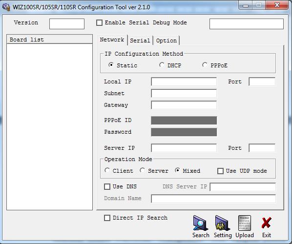46 pada modul WIZ110SR. Pengaturan tersebut dapat dilakukan melalui WIZ110SR Configuration Tool. Tampilan jendela pengaturan modul WIZ110SR dapat dilihat pada Gambar 3.7.
