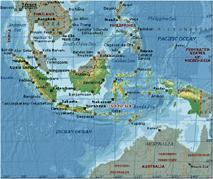 Gambar : Posisi Indonesia di antara beberapa negara, laut dan samudera Utara : Negara Malaysia, Singapura, Filipina, Laut Cina Selatan.