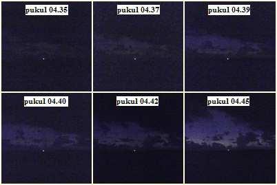 pukul 04.23 WIB. Namun, berdasarkan pengamatan langit masih terlihat gelap sampai dengan pukul 04.33 WIB. Pada pukul 04.