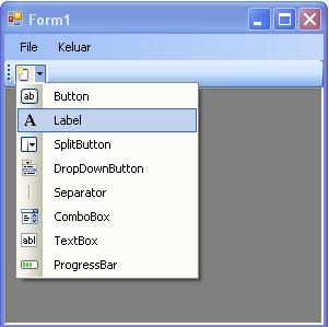 7.2 ToolBar Selain menu, sebuah aplikasi juga biasanya memerlukan sebuah toolbar. Toolbar bekerja hampir sama seperti sebuah menu, perbedaannya terletak pada sebuah tampilan.