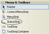 7.3 StatusBar Selain menu dan toolbar, sebuah aplikasi juga kadang memerlukan sebuah statusbar untuk menampilkan