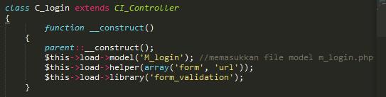 Sekarang kita tambahkan fungsi untuk login pada controller C_login.