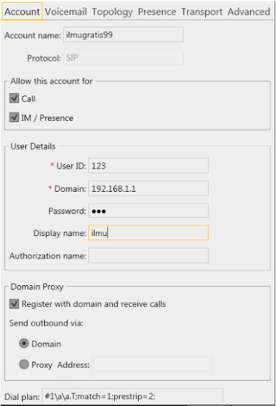 Uji Coba 1. Pastikan X-lite sudah terinstall di client windows 7 anda, lalu masuk ke menu softphone dan klik account setting akan muncul seperti ini: Account name= isikan dengan context pada sip.