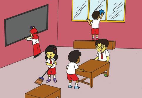Menjaga kebersihan kelas kewajiban setiap siswa. Kewajiban harus dilaksanakan dengan baik. Mereka juga tahu tentang kesamaan hak di sekolah.