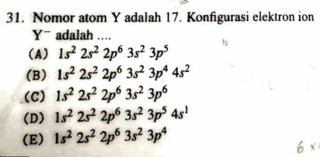 1. 2. MATERI: STRUKTUR ATOM DAN SISTEM PERIODIK UNSUR Di soal diketahui bahwa unsur Y memiliki nomor atom 17.