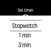 Penghitung waktu mundur Di dalam tampilan pencatat waktu, usap ke atas atau tekan tombol bawah untuk membuka menu pintasan.