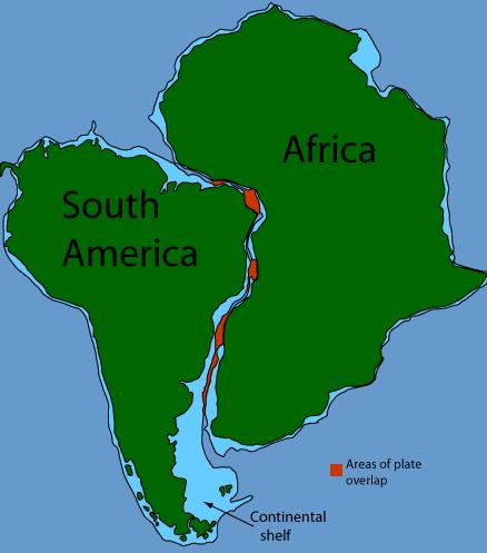 1. Kecocokan / kesamaan Garis Pantai Kecocokan garis pantai benua Amerika Selatan Bagian Timur dengan garis pantai benua Afrika Bagian Barat Wegener menduga bahwa benua benua