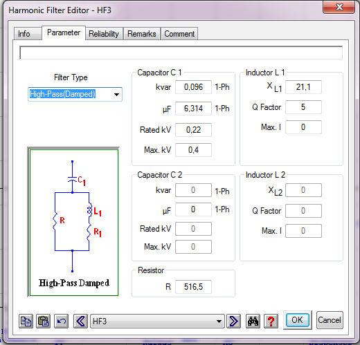 61 Gambar 4.7 Parameter Spesifikasi Filter pada ETAP untuk beban Dispenser 4.2.6. Spesifikasi Filter Untuk Beban Komputer Berikut ini adalah data beban total untuk beban komputer : Tabel 4.