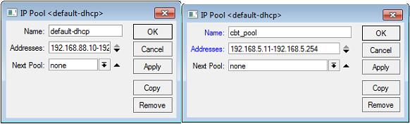 m. Ubah konfigurasi pool default-dhcp Konfigurasi pool