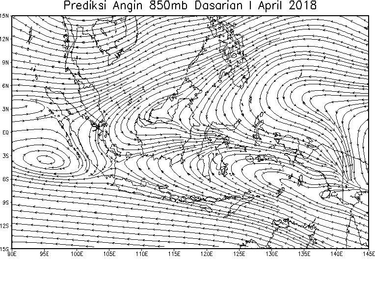 : Pertemuan Angin dari Utara dan Selatan v Analisis Dasarian III Maret 2018 Aliran massa udara di Indonesia masih didominasi Angin Baratan.