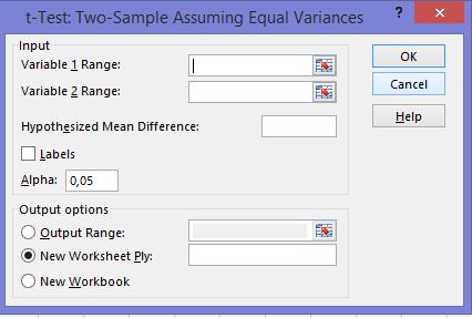 3. Kemudian pilih T-Test : Two Sample Assuming Equal Variances dan pilih ok maka akan muncul seperti gambar di bawah