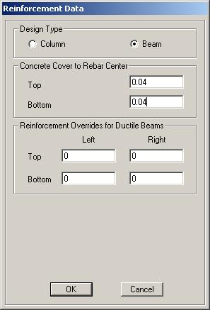 Masukkan 0.6 Pada Depth Masukkan 0.4 pada Width Klik tombol Concrete Reinforcement, maka akan muncul kotak dialog sbb: 33 Masukkan cover top dan bottom 0.
