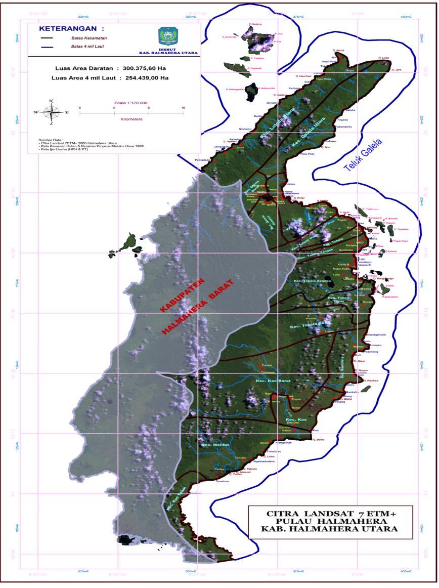 BAB II GAMBARAN UMUM 1. Luas Wilayah Gambar 2.1. Peta Halmahera Utara Sumber Data: BAPPEDA Kab.