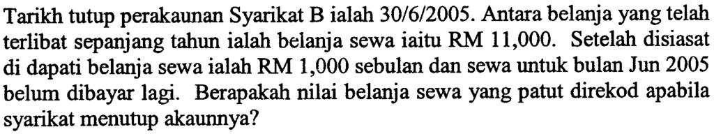 Apabila barang tersebut diterima dati pembekal C pada 10/1/2005, syarikat telah terns menghantarnya dengan invois bernilai RM 20,000 kepada Y pada 12/1/2005.