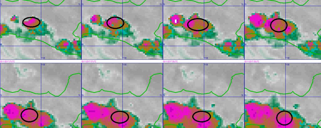 Dari data angin 3000 feet lihat gambar 4, terlihat di sebelah Barat Pulau Jawa terdapat sirkulasi Eddy yang kemudian berkembang