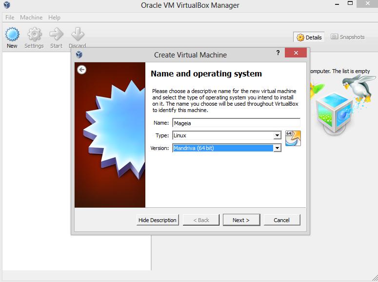 BAB Setting Linux Mageia di Virtualbox Berikut adalah langkah mengatur linux Mageia di virtual box : 1.