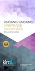DAFTAR ISI UNDANG-UNDANG ARBITRASE TAHUN Undang-undang Arbitrase Tahun (Direvisi tahun 2011)
